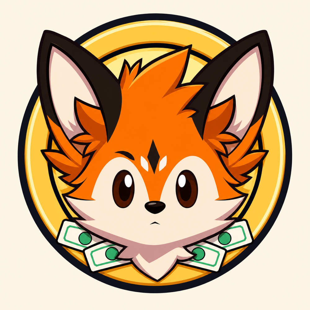 Fake Coin fox mascot counting money